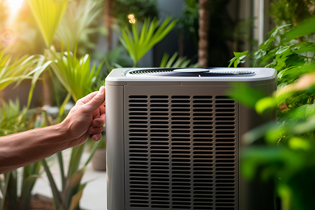 A person holding a portable air conditioner in Scottsdale